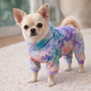 Handmade Tie-Dye Rainbow Pet Pajamas | Small Dog Apparel Upcycled